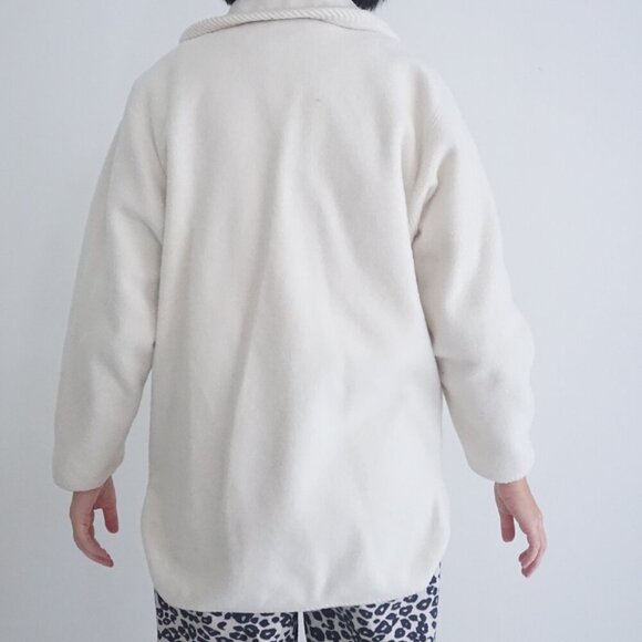 Vintage Club Hollywood Canada Cream Embroidered Fall Fleece Button Up Sweater M - Picture 3 of 11